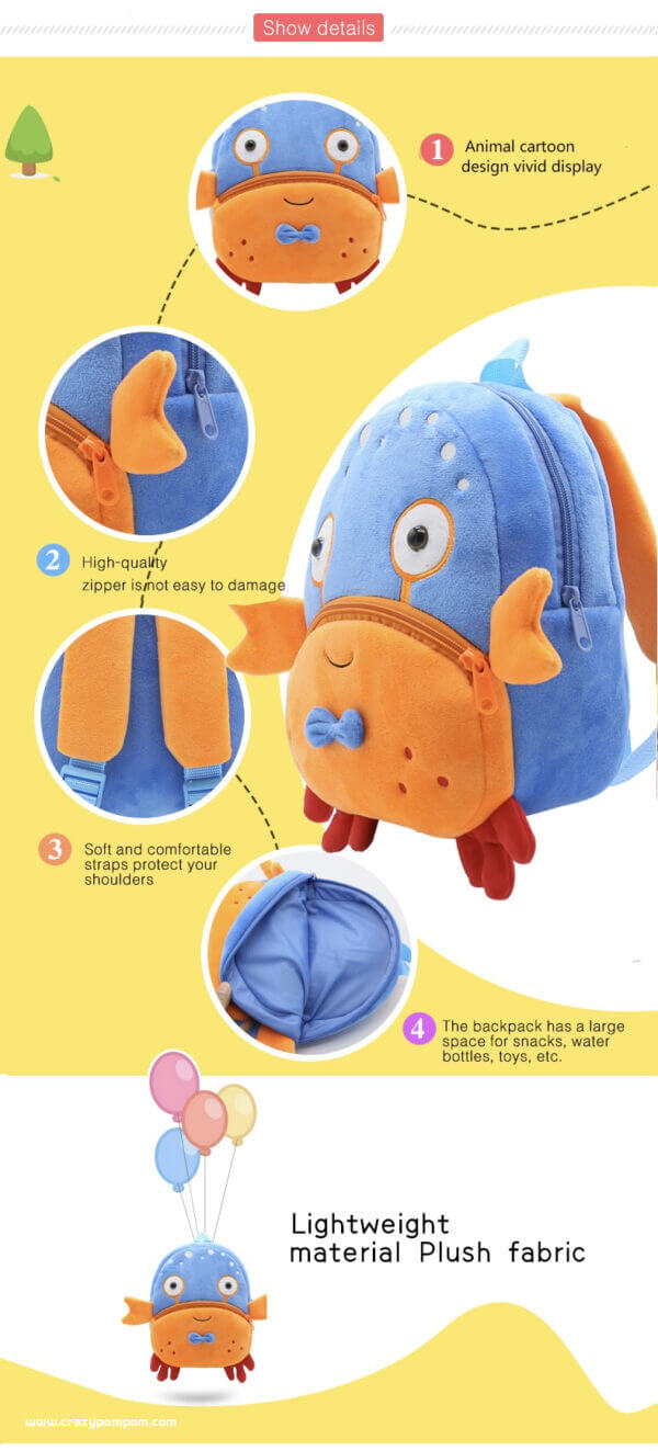 Attractive Crab Plush Toddler Backpack 6