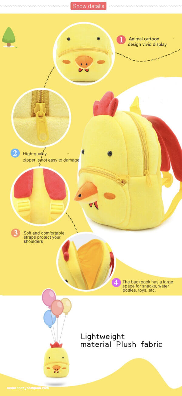 Chick Plush Toddler Backpack for Kids 9