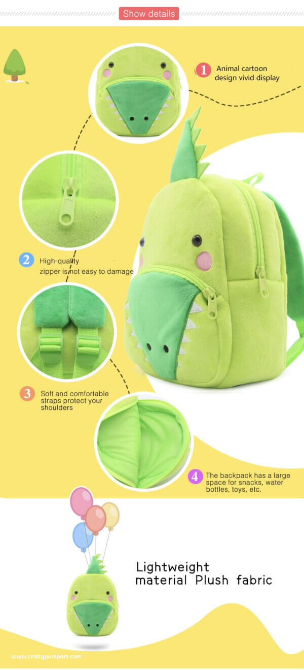 Crocodile Plush Toddler Backpack for Baby 9