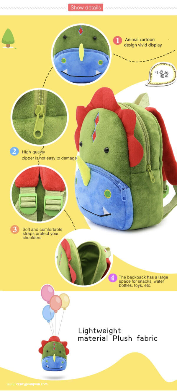 Dinosaur Plush Toddler Backpack 6