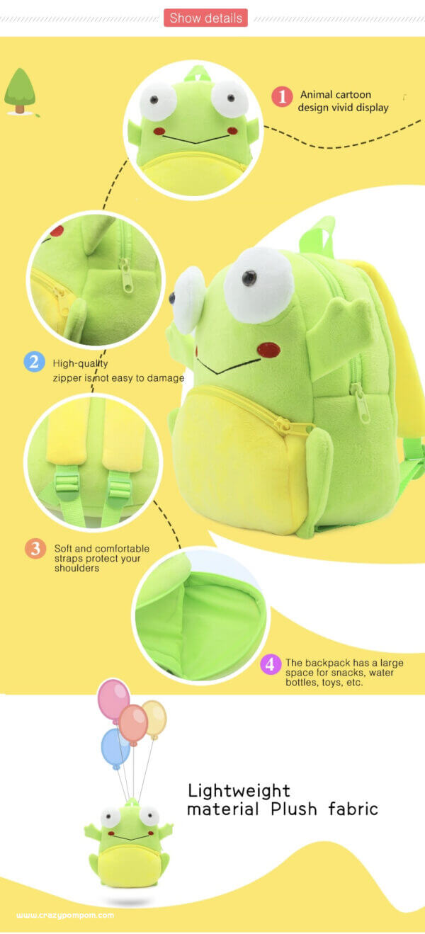 Frog Plush Toddler Backpack 6