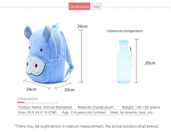 Hippo Plush Toddler Backpack for Kids 9
