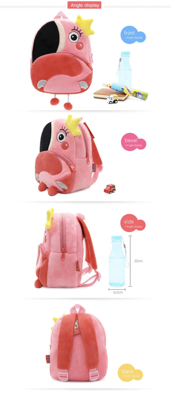 Plush Toddler Backpack Flamingo 10