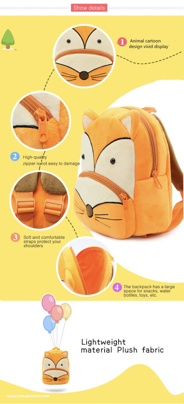 Plush Toddler Backpack Fox 6