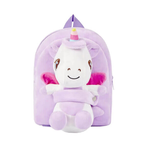 Purple Unicor kindergarten backpack with doll 2