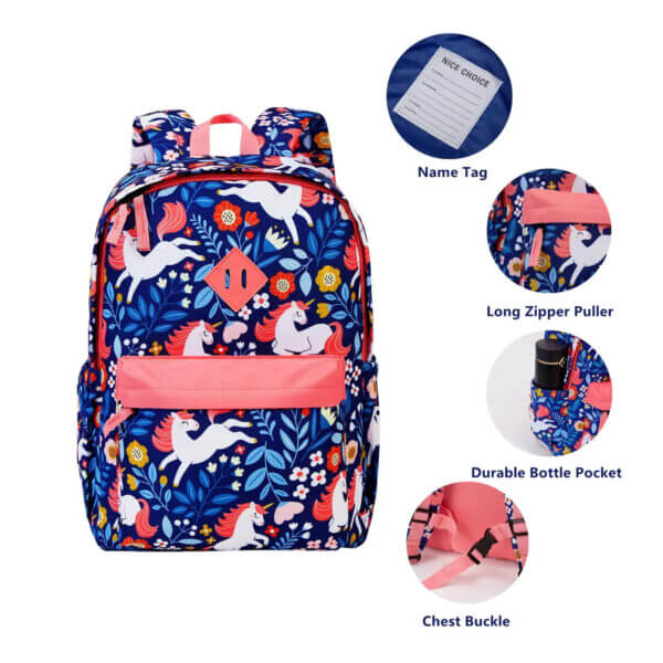 Unicorn Blue preschool backpack 3