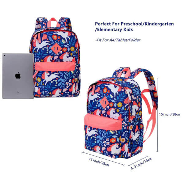 Unicorn Blue preschool backpack 4