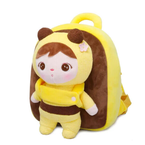 Yellow Bee backpack with doll toddler 2