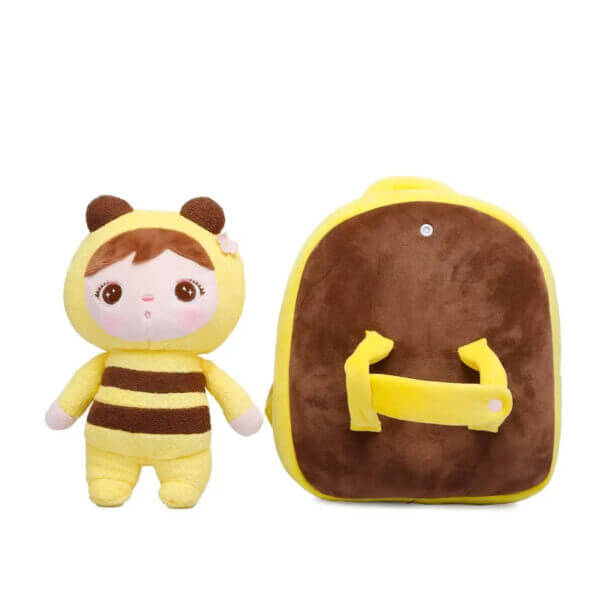 Yellow Bee backpack with doll toddler 3